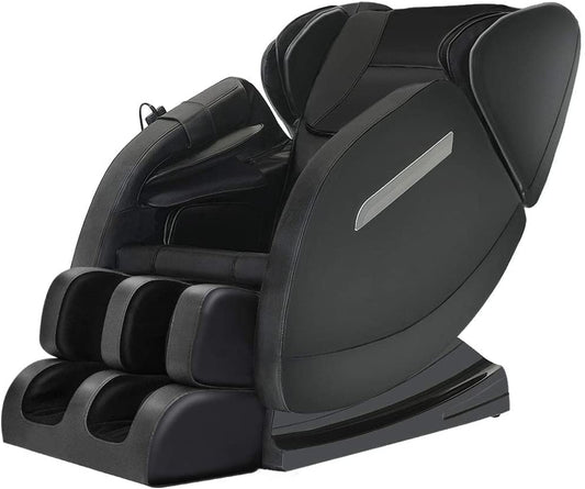 Massage Chair Recliner with Zero Gravity, Full Body Air Pressure, Heat and Foot Roller Included, Black