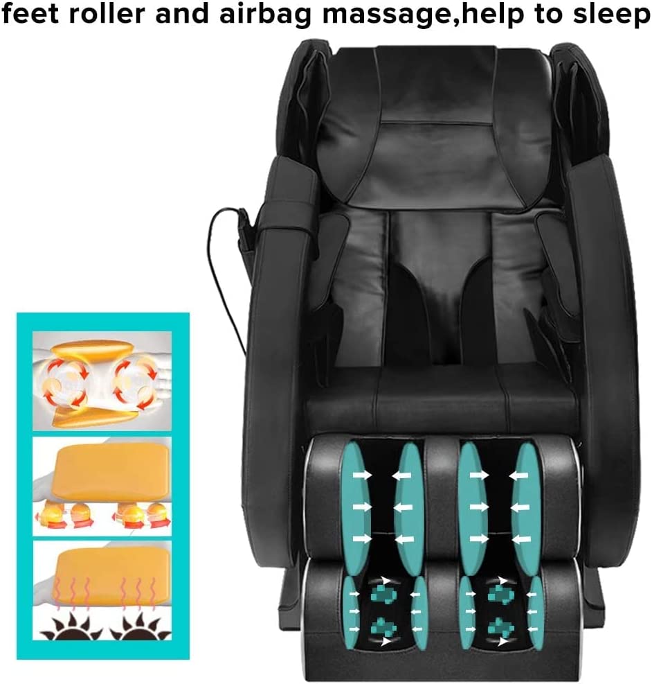MM350 Massage Chair Recliner with Zero Gravity, Full Body Air Pressure, Heat and Foot Roller Included, Black