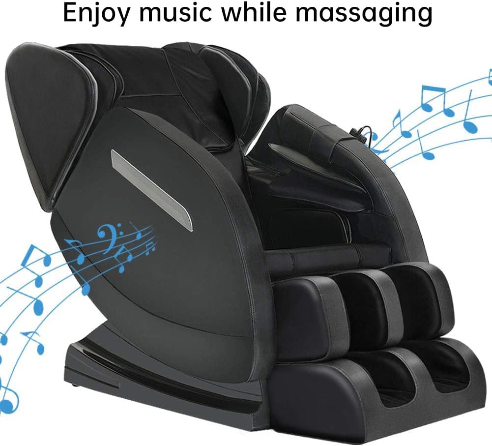 MM350 Massage Chair Recliner with Zero Gravity, Full Body Air Pressure, Heat and Foot Roller Included, Black