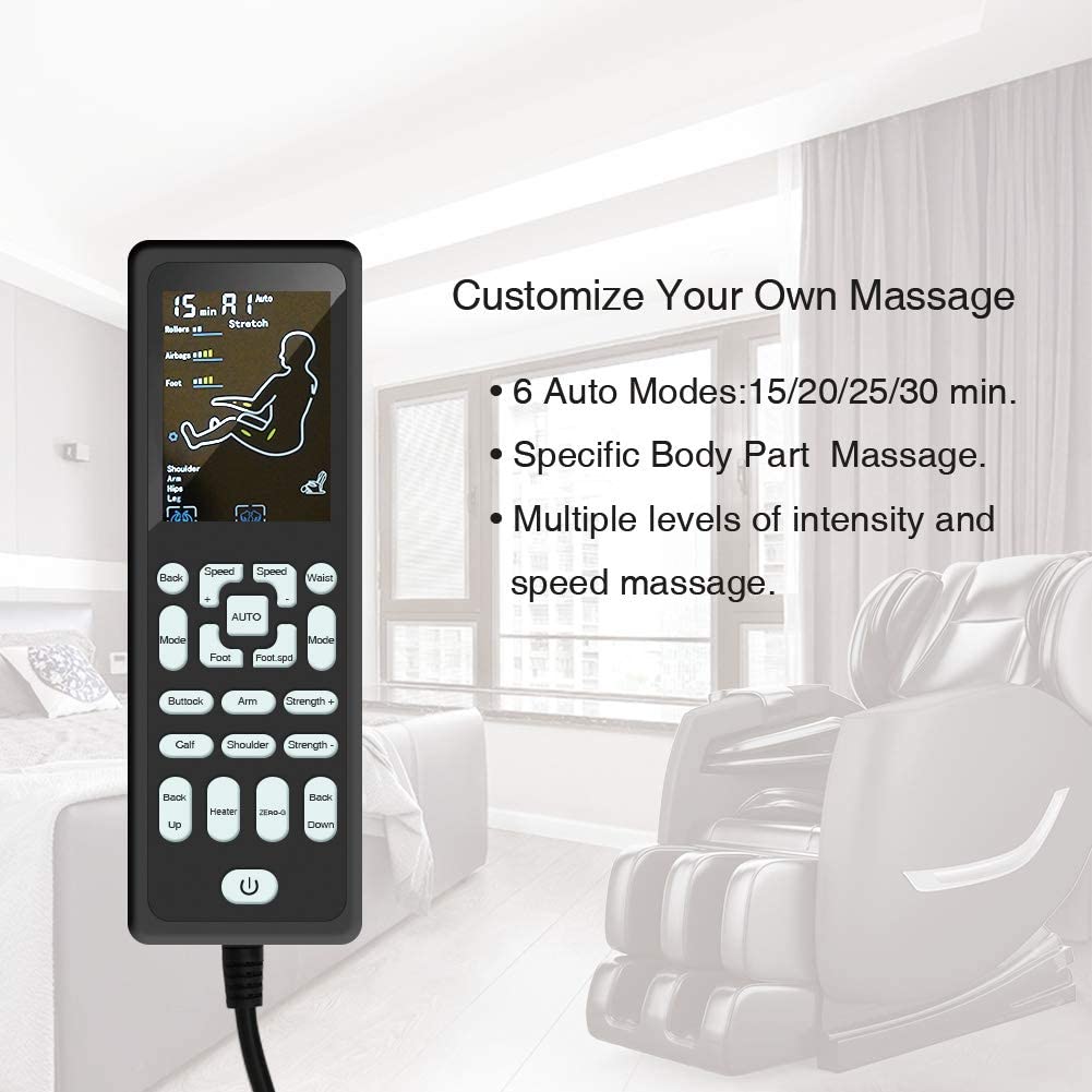 Shiatsu Full Body Electric Massage Chair Built-in Bluetooth for Shoulders, Arms, Back, Waist, Buttocks, Legs and Feet  Black